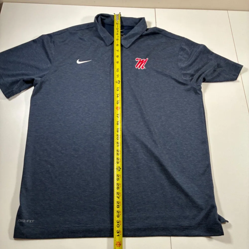 Ole Miss Rebels Nike Polo Large Navy Blue Dri-FIT Heathered Stripe M51959
